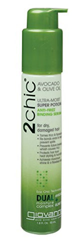 Giovanni 2Chic Ultra Moist Super Portion Anti-Frizz & Binding Serum Oil Avocado & Olive Oil-1.8 Oz