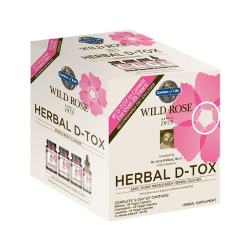 Garden Of Life Wild Rose Herbal D-Tox 12-Day-144 Vegan Capsules & 50 ML