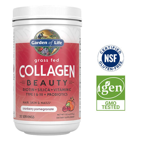 Garden of Life Grass Fed Collagen Beauty Cranberry Pomegranate Flavor-9.52 Oz