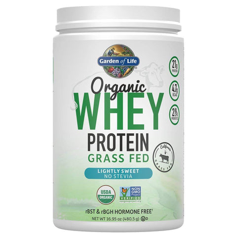 Garden Of Life Organic Whey Protein Grass Fed Lightly Sweet No Stevia-16.95 Oz