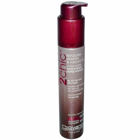 Giovanni 2Chic Ultra Sleek Hair & Body Super Potion Oil Brazilian Keratin & Argan Oil-1.8 Oz