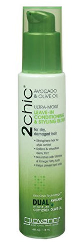 Giovanni 2Chic Ultra Moist Leave-In Conditioning & Styling Elixir Avocado & Olive Oil-4 Oz