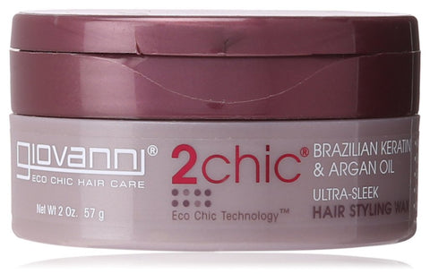 Giovanni 2Chic Ultra Sleek Hair Styling Wax Brazilian Keratin & Argan Oil-2 Oz