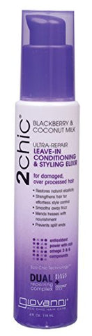 Giovanni 2Chic Ultra Repair Leave-In Conditioning & Styling Elixir Blacberry & Coconut Milk-4 Oz