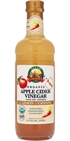 Gitto Farmer's Market Organic Apple Cider Vinegar With The Mother Lemon & Ginger-16.9 Oz