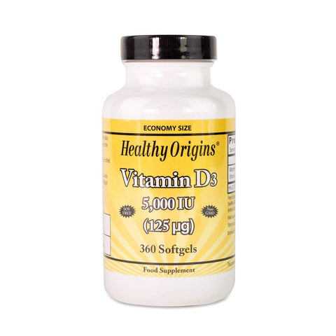 Healthy Origins Vitamin D3 5,000 IU Ultra Potency-360 Softgels