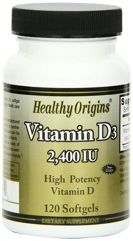 Healthy Origins Vitamin D3 2,400 IU High Potency-120 Softgels