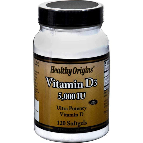 Healthy Origins Vitamin D3 5,000 IU Ultra Potency-120 Softgels