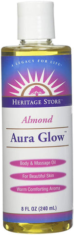 Heritage Store Aura Glow Body & Massage Oil Almond-8 Oz
