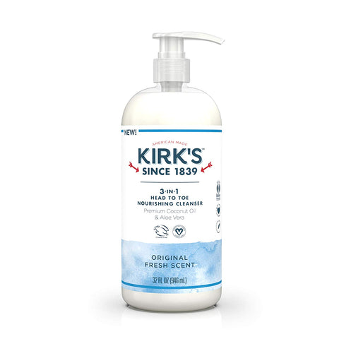 Kirk's 3 in 1 Head To Toe Use Nourishing Cleanser Original Fresh Scent -32 Oz