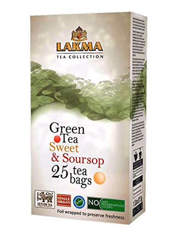 Lakma Green Tea Sweet & Soursop 25 Tea bags-1.32 Oz