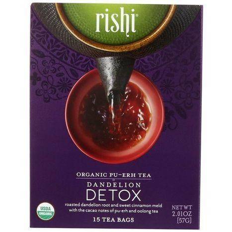 Rishi Organic Pu-Erh Tea, Dandelion Detox - 15 Count