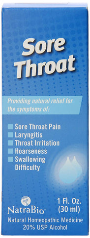 Natra Bio Sore Throat 20 % USP Alcohol-1 Oz