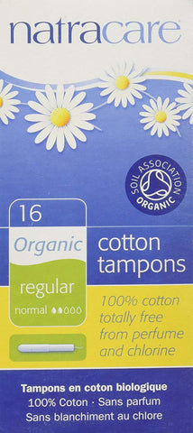 Natra Care Organic Cotton Tampons Regular Normal With Applicator-16 Tampons