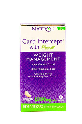 Natrol White Kidney Bean Carb Intercept With Phase 2 1000 Mg-60 Veggie Caps