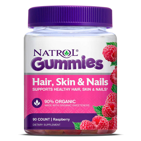 Natrol Hair, Skin & Nails Gummies Raspberry-90 Count