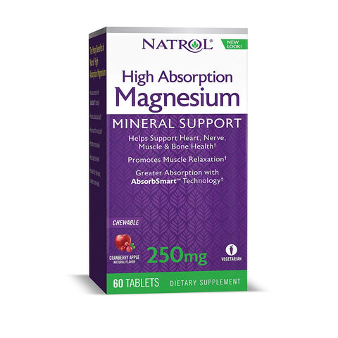 Natrol Magnesium 250 Mg Natural Cranberry Apple Flavor-60 Chewable Tablets