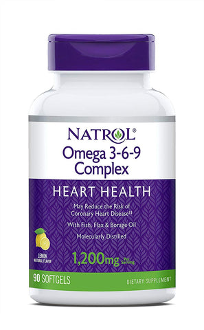 Natrol Omega 3-6-9 Complex For Heart Health Lemon Flavor 1200 Mg-90 Softgels