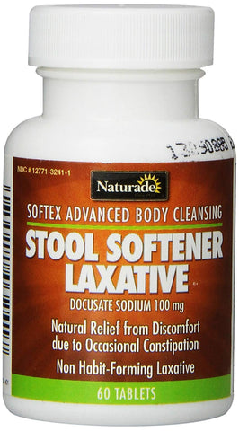 Naturade Stool Softener Laxative Docusate Sodium 100 Mg-60 Tablets
