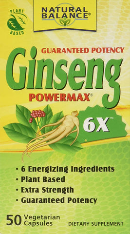 Natural Balance Ginseng Power Max 6X-50 Vegetarian Capsules