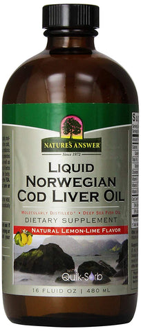 Nature's Answer Liquid Norwegian Cod Liver Oil Natural Lemon-Lime Flavor-16 Oz
