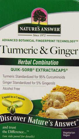 Nature's Answer Turmeric Ginger Liquid Herbal Combination-90 Vegetarian Capsules