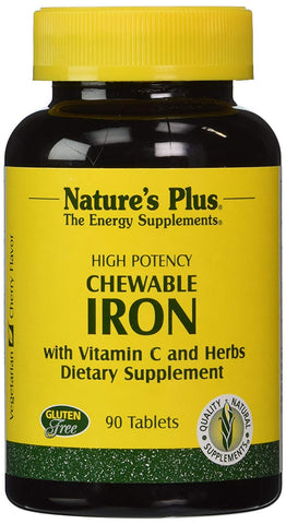 Natures Plus Chewable Iron With Vitamin C & Herbs-90 Tablets