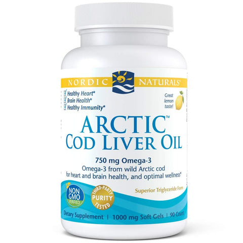 Nordic Naturals Arctic Cod Liver Oil 750 Mg Omega-3 Lemon Flavor-90 Softgels