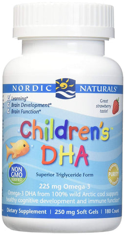 Nordic Naturals Children's DHA 250 Mg Omega-3 Strawberry Flavor-180 Softgels