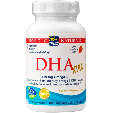 Nordic Naturals DHA Xtra 1000 Mg Strawberry Flavor-60 Softgels