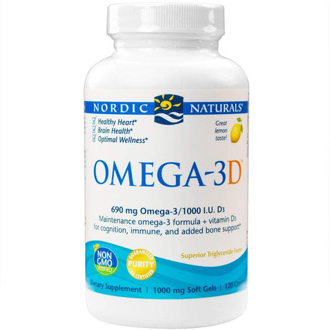 Nordic Naturals Omega-3D 690 Mg Omega-3 & Viatmin D3 1000 IU Lemon Flavor-120 Softgels