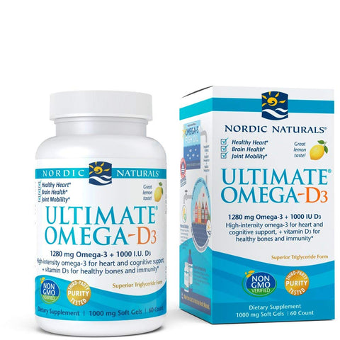 Nordic Naturals Ultimate Omega D3 1280 Mg Omega-3 & 1000 IU Vitamin D3-60 Softgels
