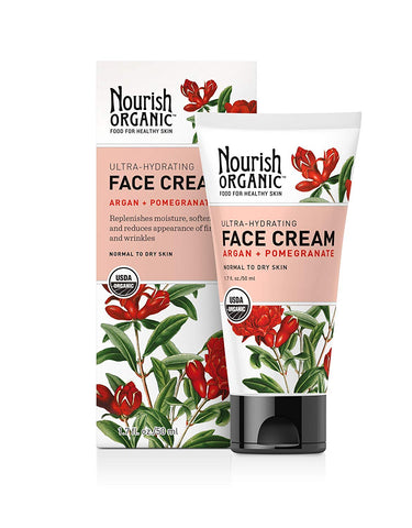 Nourish Organic Ultra Hydrating Face Cream Argan & Pomegranate-1.7 Oz