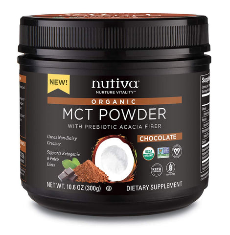 Nutiva Organic MCT Powder With Prebiotic Acacia Fiber Chocolate Flavor-10.6 Oz
