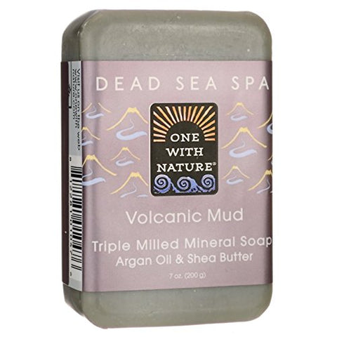 One With Nature Volcanic Mud Triple Milled Mineral Soap Argan Oil & Shea Butter-7 Oz