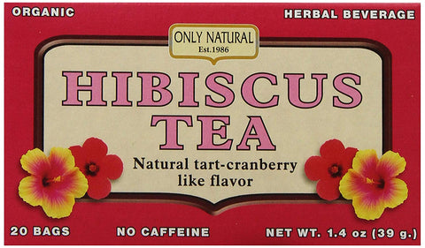 Only Natural Hibiscus Tea Tart Cranberry Flavor 20 Bags-1.4 Oz