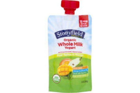 Stonyfield Farm Organic Yogurt, Whole Milk, Pear Spinach Mango - 3.5 Ounces