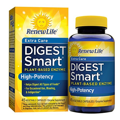 Renew Life Extra Care Digest Smart High Potency-45 Vegetable Capsules