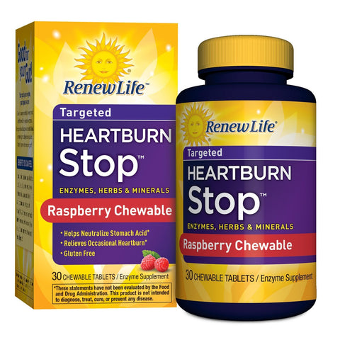 Renew Life Targeted Heartburn Stop Raspberry-30 Chewable Tablets