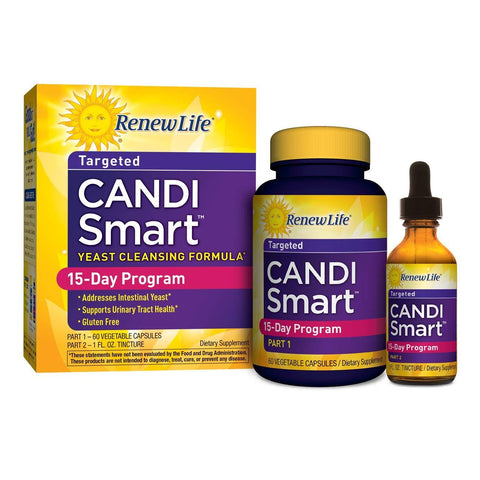 Renew Life Candi Smart Targeted Yeast Cleansing Program-60 Vegetable Capsules & 1 Oz Tincture