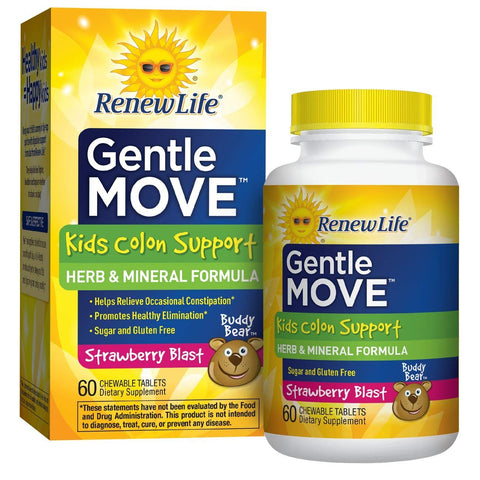 Renew Life Gentle Move Kids Colon Support Strawberry Blast-60 Chewable Tablets