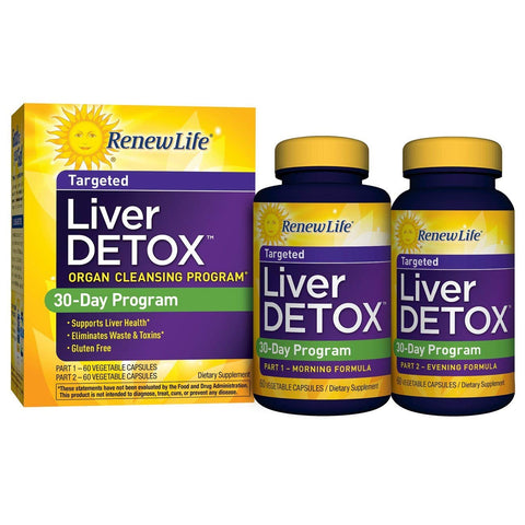 Renew Life Targeted Liver Detox Organ Cleansing Program 30-Day Program-120 Vegetable Capsules