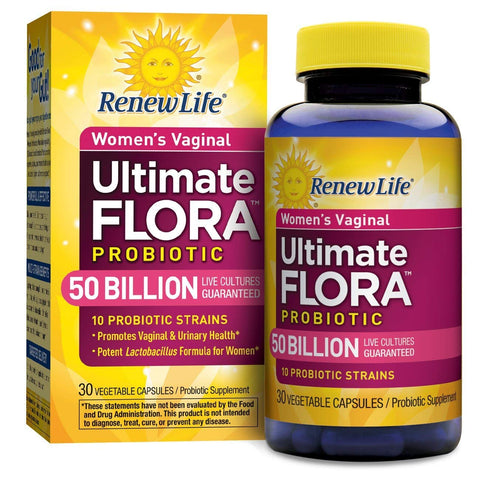 Renew Life Womens Vaginal Ultimate Flora Probiotic 50 Billion Live Cultures-30 Vegetable Capsules