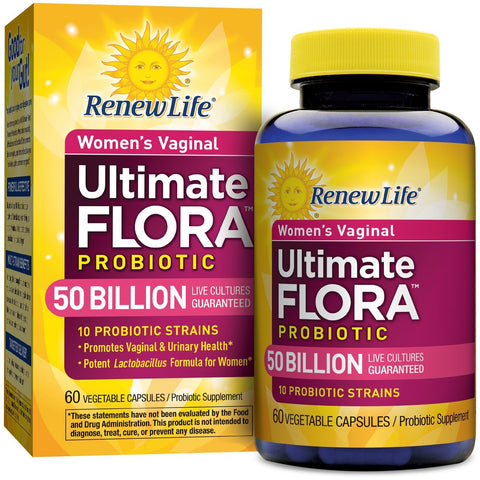 Renew Life Womens Vaginal Ultimate Flora Probiotic 50 Billion Live Cultures-60 Vegetable Capsules