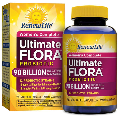 Renew Life Women's Complete Ultimate Flora Probiotic 90 Billion Live Cultures-60 Vegetable Capsules
