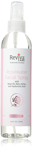 Reviva Labs Rosewater Facial Spray With Aloe Herbs, Minerals & Hyaluronic Acid-8 Oz