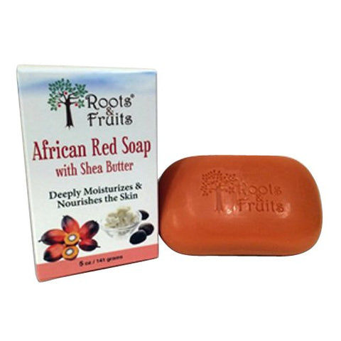 Roots & Fruits African Red Soap With Shea Butter Depply Moisturizes & Nourishes the Skin-5 Oz