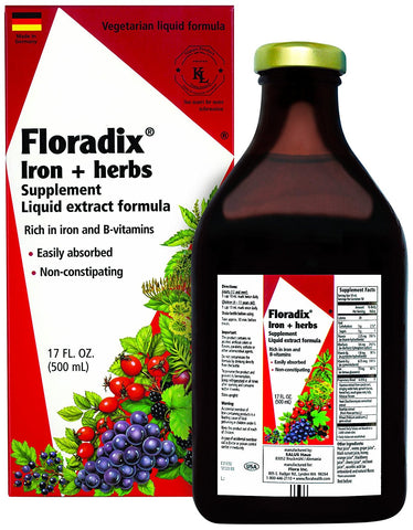 Floradix Iron+Herbs Supplement Liquid Extract Formula-17 Oz