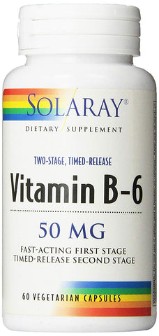 Solaray Vitamin B6 50 Mg Two Stage & Timed Release-60 Vegetarian Capsules