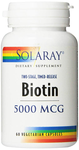 Solaray Biotin 5000 Mcg Dietary Supplement-60 Vegetarian Capsules